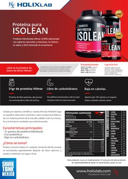 ISOLEAN 1.1 kg - Whey Protein / Proteina hidrolizada 31gr - Imagen Adicional