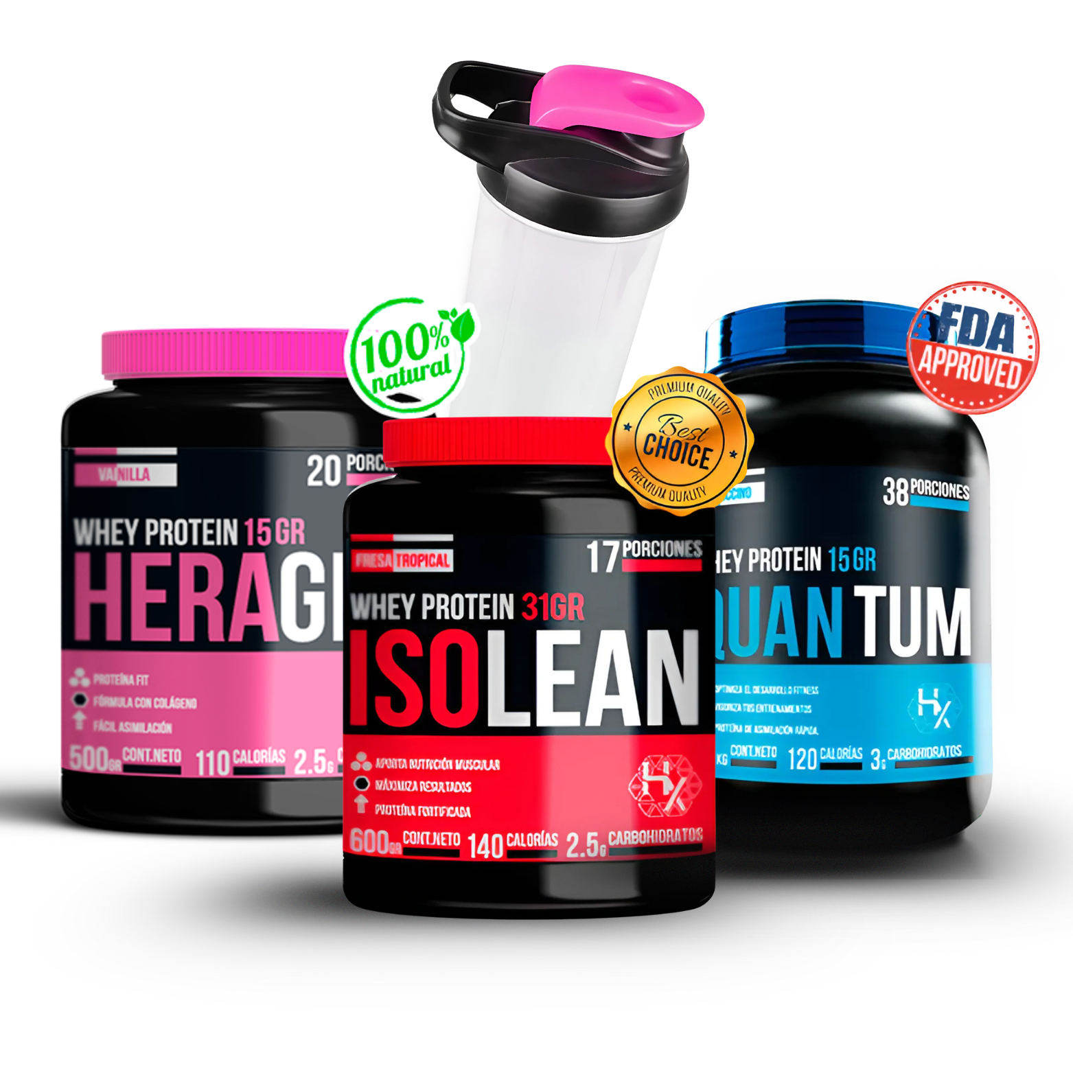 PACK PROTEICO: 3 PROTEÍNAS DE 500 gr + SHAKER + ENVÍO GRATIS
